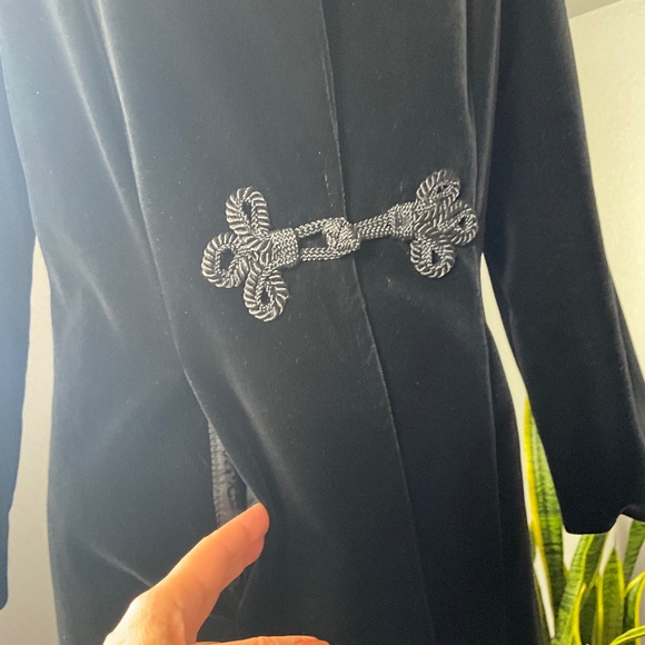 VTG Holiday Black Velvet Opera Long Coat Party Whimsigoth Evening Event Formal L - Picture 10 of 13